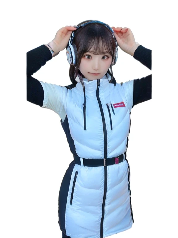 ((Detailed face, Professional photography)),
Ultra-high resolution, (Realistic: 1.4), RAW Photos, highest quality, (PhotoRealistic Stick), concentrate, Soft Light,masterpiece, highest quality, Very detailed, 8K,

BREAK
(arms behind back):5,(arms up behind):1,
(black sleeves):10,(black long tightfit sleeves)

BREAK
(headphone):10
(metallic gray astrovest),
(metallic luster  mirror finish astrovest):2,belt,

BREAK
blush:3,smile,look at viewer,(Blunt bangs),(black hair):2,(long hair):1.3
(drooping eyes),(Young Face),

BREAK
Portrait,(solo),1girl,(Caucasian):10,(android girl):1.4,Plump:0.7, 
((25 years old)), ((Japanese)), 

BREAK
(hidden hand):10,

BREAK
(Written boundary depth,futuristic space station,,space station,Bomi,neotech,bing_astronaut
