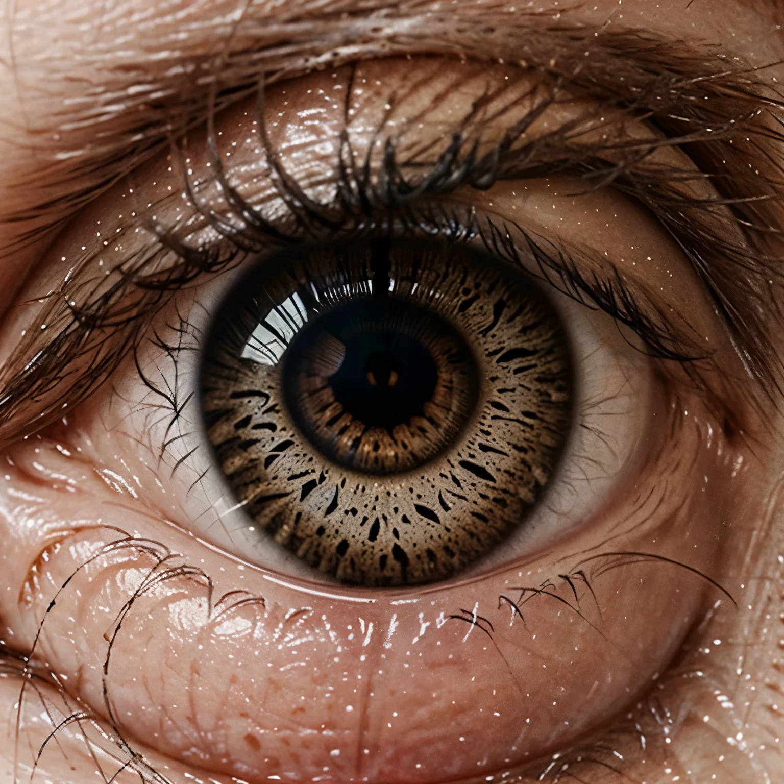 Realistic drawing, eye, pupils in the shape of keyhole