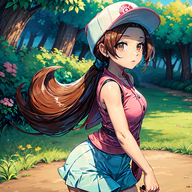 Pokemon trainer, female, young woman, brown hair, pokemon master, about to begin her journey, beautiful young woman, Caucasian female