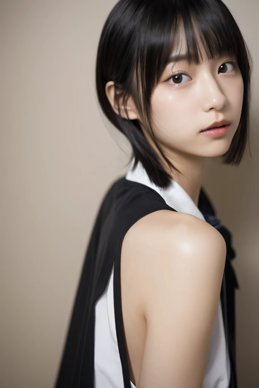 15 years old、Completely naked、Black Hair、short hair