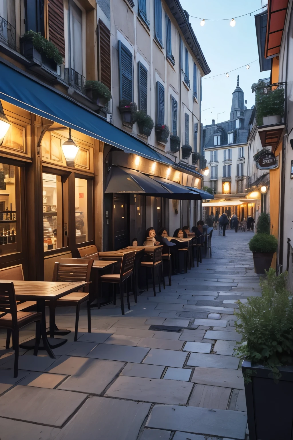 terrasse d'un bar qui donne sur cette rue 