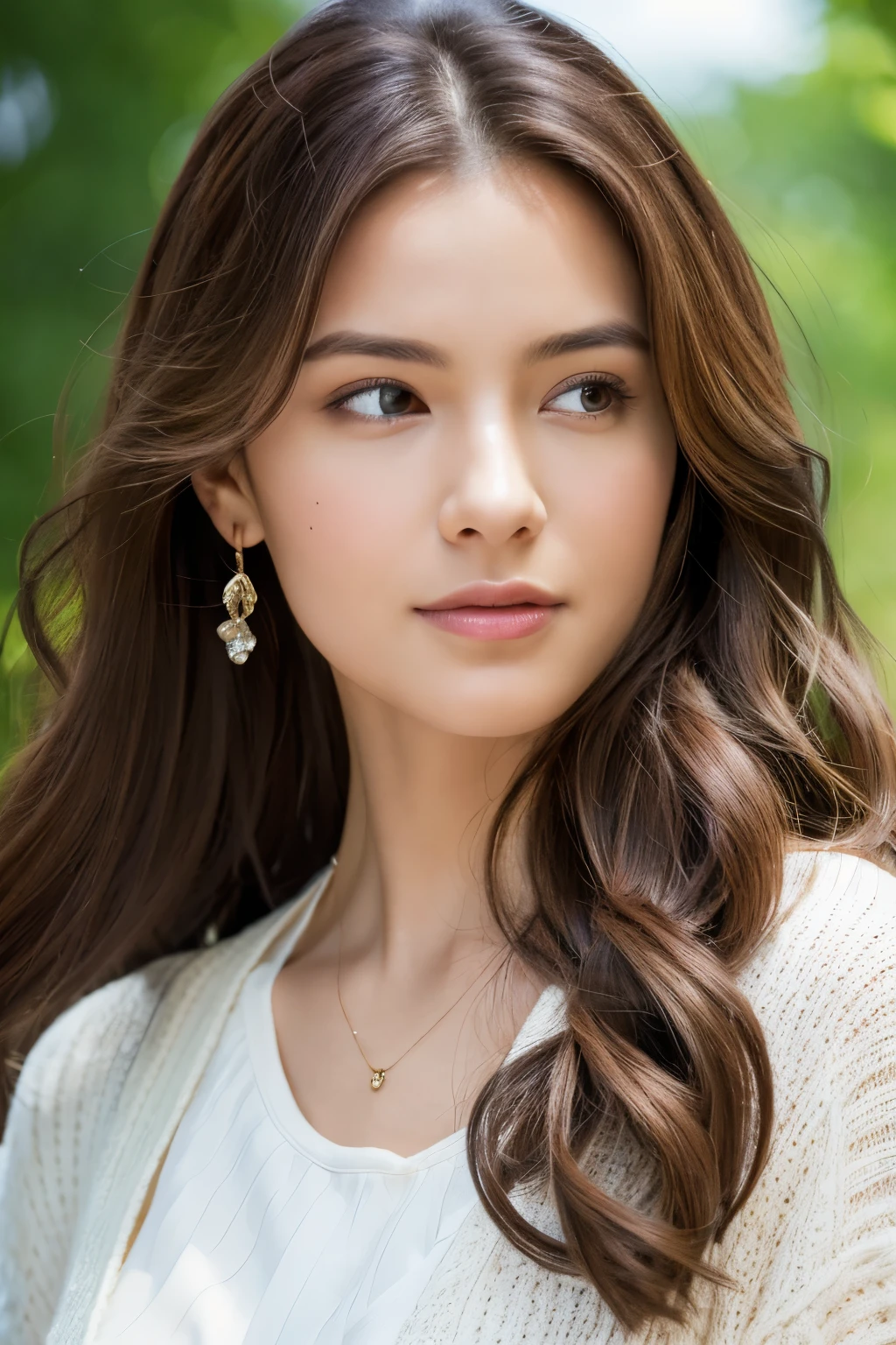 ((Realistic, High resolution, masterpiece: 1.3)), One beautiful woman, Faithfully reproduced in perfect form: 1.3, Long Wavy Hair: 1.2, Realistic facial features: 1.2, Detailed skin texture: 1.5, Authentic expression: 1.4, Casual clothing: 1.1, A true reflection of emotions, True beauty in simplicity, True artistry in every detail.