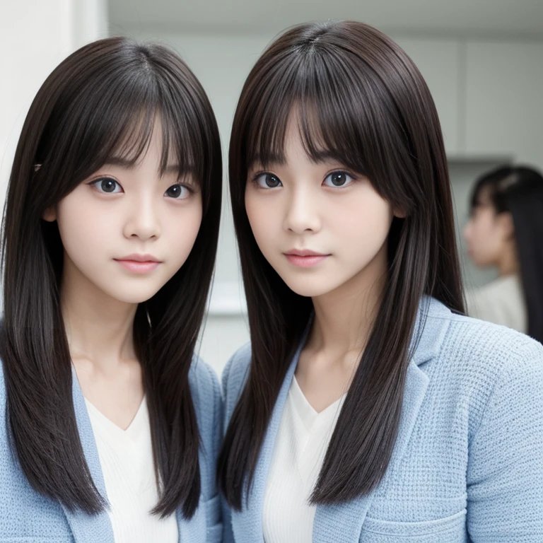 (They are identical twins、It&#39;s essentially a clone。.　Hairstyle、The hair color is the same)　((The woman on the right is facing forward, Posing with her hair spread wide.:2.0　The woman on the left is facing away from her, Fully exposed back and hair.:2.0))　((Close-up of two people from the waist up))　((Beautiful 24 year old hair model with long light brown hair　fell straight down　Reaches up to the knee非常に長い髪　highest quality　Highest detail　Reaches up to the knee、Very long hair that lasts forever:1.3　Flowing Hair　私ncredibly straight hair　Very shiny そして thick hair　途方もなく永遠に続くAbnormally long hair　両端に広がるFlowing Hair　long hair up to the knees:1.2　long hair up to the knees:1.2　Thick and shiny hair　Very free hair　Abnormally long hair!!!!!　Beautiful silky hair　　Beautiful and shiny hair　Beautiful and shiny hair　Beautiful silky hair　Hair that grows to the knees　Very very, Very long hair!!!!!　Very very, Very long hair!!!!!))　(highest quality　The best ultra-fine　Reaches up to the knee、Very long hair that lasts forever　Flowing Hair　Her hair is gently permed　Very shiny そして thick hair　途方もなく永遠に続くAbnormally long hair　両端に広がるFlowing Hair　long hair up to the knees:1.2　long hair up to the knees:1.2　Thick and shiny hair　Very free hair　Abnormally long hair!!!!!　Beautiful silky hair　Super long hair down to the knees　Beautiful and shiny hair　Beautiful and shiny hair　Beautiful silky hair　Hair that grows to the knees　Very very, Very long hair!!!!!　Very very, Very long hair!!!!!))　(Her bangs are perfectly styled、Straight down.:1.3)　((Her hair color is light brown:1.5))　(Pure white wall background:1.8 Pure White Sofa)　(Japan&#39;The sexiest and most beautiful 24 year old model)　(She looks at the viewer with a very seductive expression.......)　((highest quality)), ((masterpiece)), (Familiar)　(Get used to it)　Perfect Face　(Her skin is a typical Japanese skin color..　And very detailed)　　(Big Breasts:1.3)　(She is wearing a shiny white camisole.)　(She has a beautiful face and a typical Japanese figure...., Narrow eyes)　(She has perfect 美しい and sexy makeup and face　Lipstick is light red　A solid eyeliner)　((Rich 1.4))　(Extremely detailed 8K)　(Ultra-fine skin texture 1.4)　(Actual, Vibrant:1.4), double eyelid　Sharp focus:1.2、Beautiful woman:1.4　Dynamic Lighting　(Genuine RAW photos taken by professional photographers)　　Professional Hair Shine.　(She has a bright and cheerful face)　(Her face is slim and dignified.., length, Narrow eyes..々Nice face)、Camel Toe、Giant tit、Nipple Puffs、Cleavage、Plump、Super big breasts、Super big butt