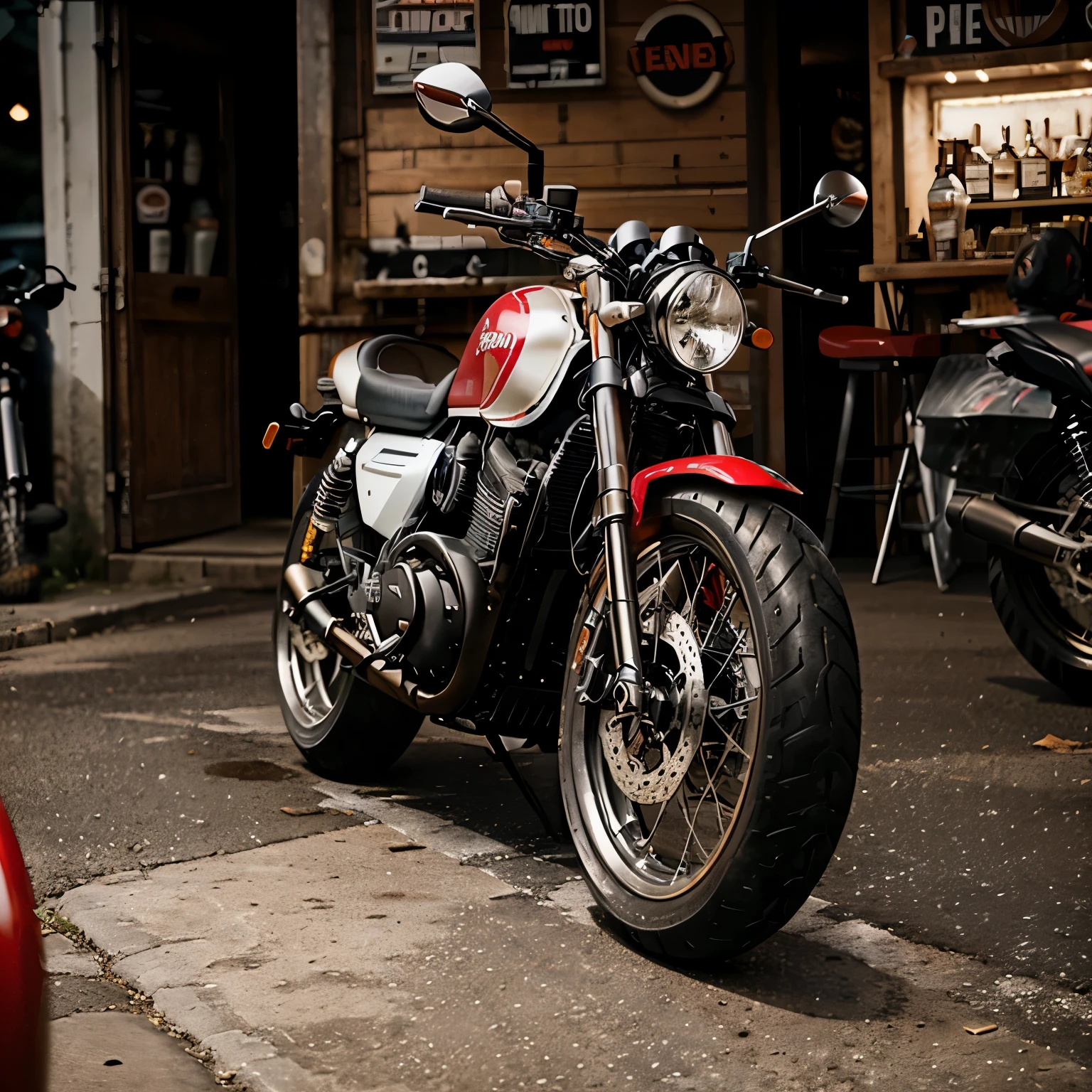 motocicletas parked on the side of the road in front of a building, cafe racer, triunfo, Taken with Sony Alpha 1 camera., codificador, motocicleta, por Daniel Seghers, disparada con nikon z9, 🚿🗝📝, filmada con sony a 7 iii, disparado con leica sl2, motocicletas, disparado con canon eos r 5