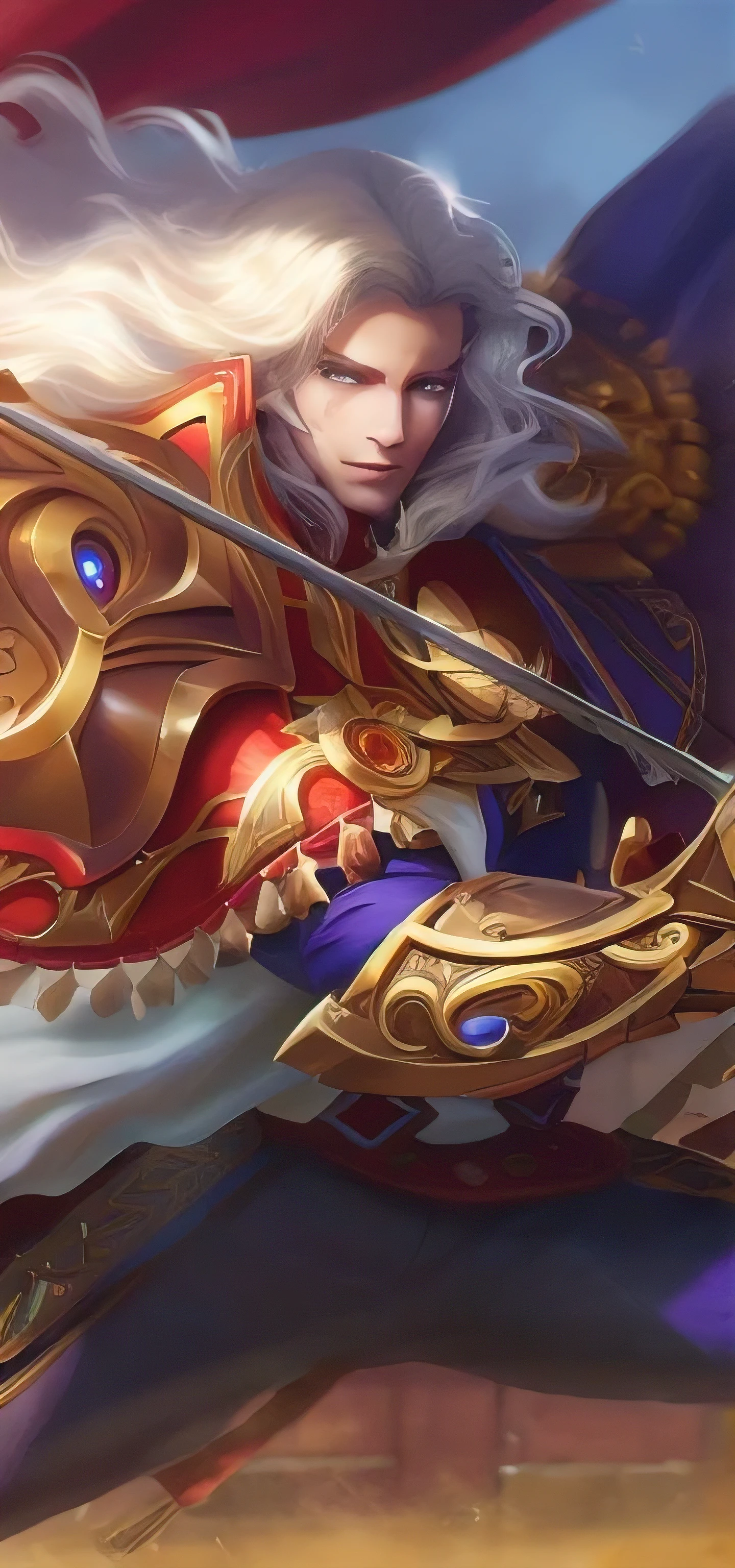 (Absurdres, Intricate Details, Masterpiece, Best Quality, High Resolution, 8k), 1 male, thin, young, aged up, masked, finely detailed eyes and face, auburn low-fade hair, amber eyes, portrait, looking at viewer, solo, half shot, detailed background, (light fantasy theme:1.1), focusing, mercenary, sunshine, floating scraps, color plate armor, divine aura, bright realistic lighting, marble castle, intense atmosphere, circlet, coat of arms, brazier, , Depth of Field, VFX.