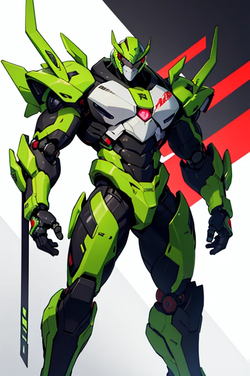 Robot Hombre, muscular, color blanco y verde oscuro, Destrozado en el suelo