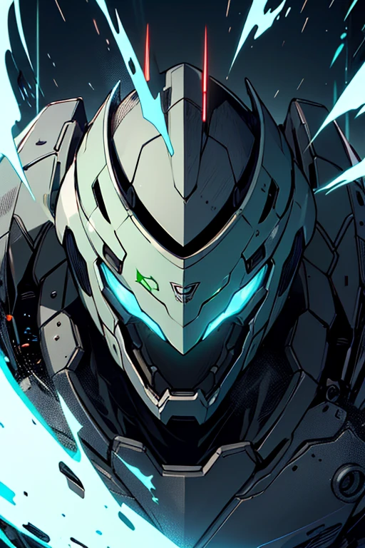 Robot Hombre, color blanco y verde oscuro, Destruido en el suelo