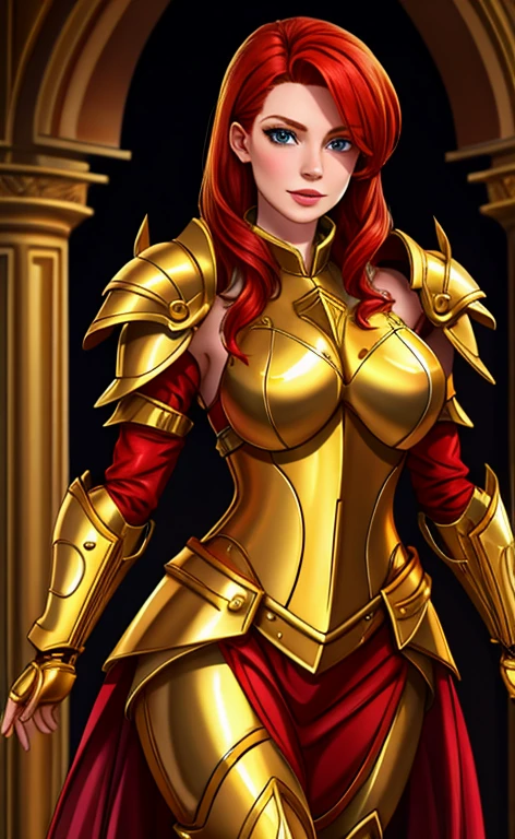 redhead, golden armour
