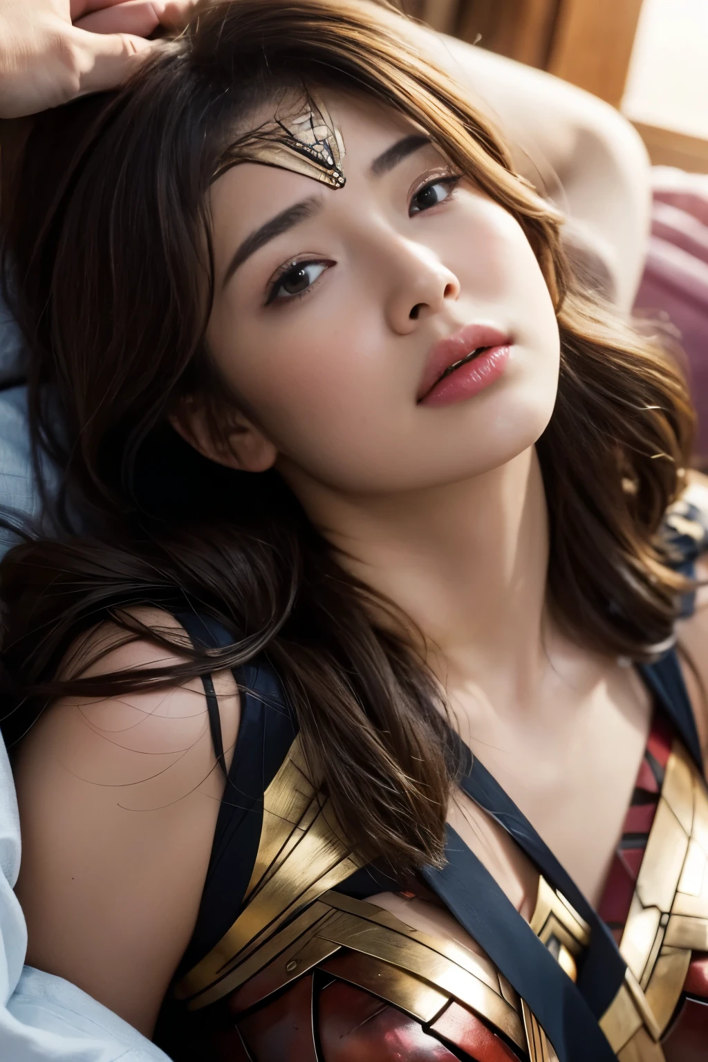 私はWonder Womanです、完璧なWonder Womanの衣装,On all fours,押しDefeated,Defeated,A man mounts me、Hug from the front,お姫様Hugged,Hugged,Being strangled,You can hold it,Leaning on the man,Hugged,Can be lifted,Men lick my face with their tongues,The guys lick my head with their tongues,Men lick my hair with their tongues,My body is licked by men,sleeping face,Close ~ eyes,Open your mouth,Tired face,Face of Suffering,sleeping face,Being slapped in the face,Getting punched in the face,Fighting with men,Fight with the men,Surrounded by men,,Caught between the men,Being held back by men,Entanglement with males, Attacked by men,Brown Hair, masterpiece、beautiful girl、fine 目、puffy eyes、highest quality, 超High resolution, (reality: 1.4), Cinema Lighting,so beautiful、Beautiful Skin、(超reality的な)、(High resolution)、(8k)、(Very detailed)、(beautiful and fine 目)、(Very detailed)、 Detailed face、Diagonal bangle hair、Brown Hair、20-year-old、Wonder Womanのコスプレ,Wonder Woman