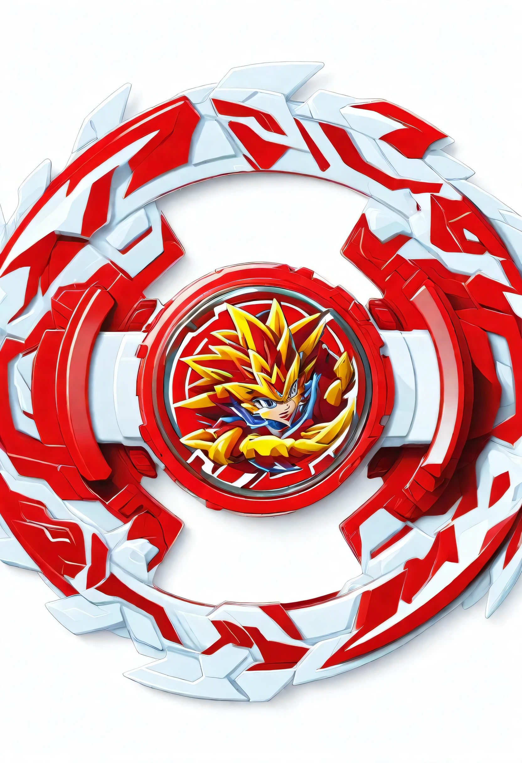 masterpiece, best quality, ultra-detailed, digital art illustration of a red beyblade attack ring, hollow center, Anime-influenced graphic look, white background, no human, anime-inspired style, 8k