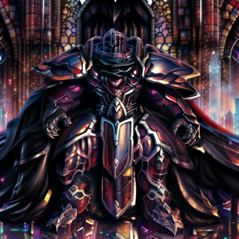 (masterpiece, best quality, detailed:1.2) (Pokémon) LUCARIO, detailed full body, a knight's mechanical armor, glowing wide and heavy armor, wears full body armor. massive muscles, huge pecs, chiseled abs, huge pectorals, exaggeratedly huge muscles. wearing a cloak. unusually developed muscular body big muscle, pecs, triceps, traps, waist narrow, unusually developed muscular body, Dark knight, BlackKnight_fe, The claws are sharp, Sharp teeth, He wears a black cloak on his back. sitting on the throne, castle,
