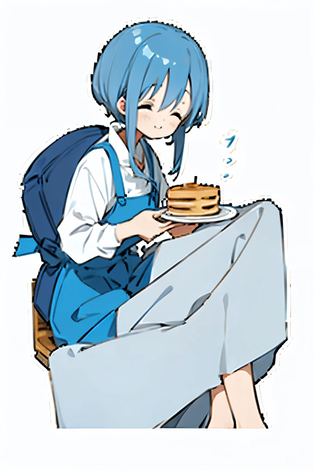 A  happy with hot cakes、Blue Hair Girl、The clock on the back