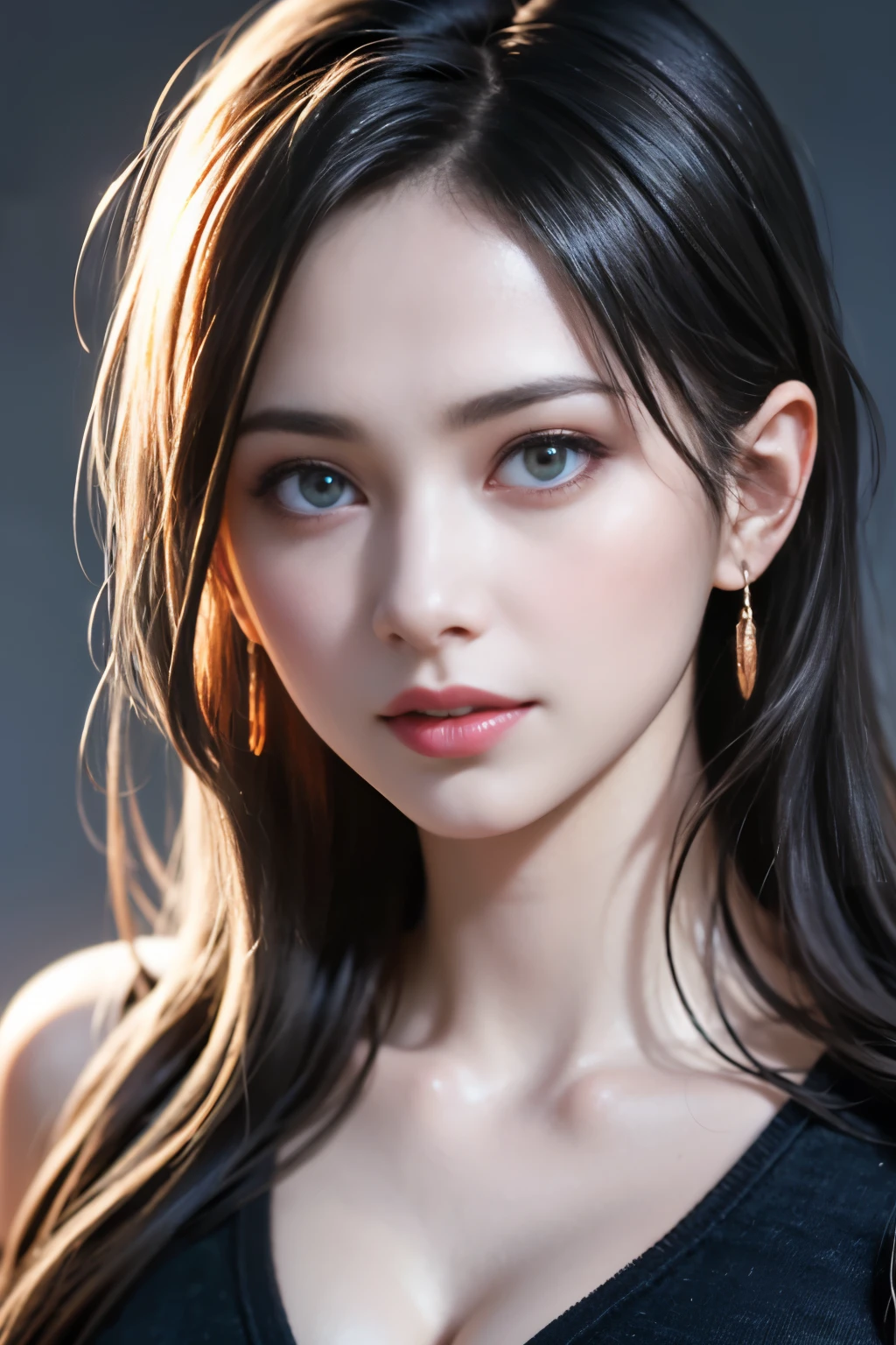 (highest quality、table top、8k、best image quality、Award-winning work)、(one young girl, 14 years old:1.3)、no sleeve, (red eyeshadow:1.2)、perfect makeup、long eyelashes、Super high-definition sparkling eyes、ultra high definition hair、ultra high resolution glossy lips、Super high resolution perfect teeth、Super high resolution cute face、brown hair、(very short straight hair:1.1)、look at me and smile、[clavicle]、accurate anatomy、(close up of face:1.5)、Luxury love hotel、(The most moody warm lighting:1.2)、blurred background、With bangs、Super high-resolution glossy and moisturized face、Super high resolutio n glowing skin、most detailed face、Ultra high resolution detailed faces、ultra high resolution hair、Fashion model 25 years old [[[[close-up]]], [[[[chest]]]], [[[[neck]]], [shoulders]]]]], Perfect eyes, Perfect iris, Perfect lips, Perfect teeth, Perfect skin, Soft front light, Glow, HDR, (Soft color: 1.2), Best quality, masterpiece, ultra high res, (photorealistic:1.37), raw photo, 1girl, long hair, beautifull eyes, beautifull face, detailed eyes and face, t-shirt, dynamic lighting, in the dark, table top, highest quality, realistic, Super detailed, finely, High resolution, 8k wallpaper, 1 beautiful woman, light brown messy hair, Realistic, High Resolution, [[[ Only one girl ]]]], Wavy black hair, Blue eyes, Stylish tank top, Upper body, Big breasts, Cleavage, Sitting on chair, Pose random, 8K, Very detailed, High Resolution, Facing camera ( One woman), One woman, (Very realistic, High Resolution), ( Very Detailed Eyes, Very Detailed Hair, Very Detailed Face, Very Detailed Plump Lips), (Breast Open Off Shoulder), Breasts, Upper Body, Affectionate Smile, Golden Hair, (Top Quality: 1. 4), Raw Photo, (Realistic, Photorealistic: 1.37), nsfw,Highest Quality, Highest image quality, RAW Photos, Realistic, Photorealsitic, ultra detailed and beautiful, highest details, 1young girls, good-looking, Beautiful fair skin and luster, Beautiful eyes are big and bright, Small mouth and thin lips, 
