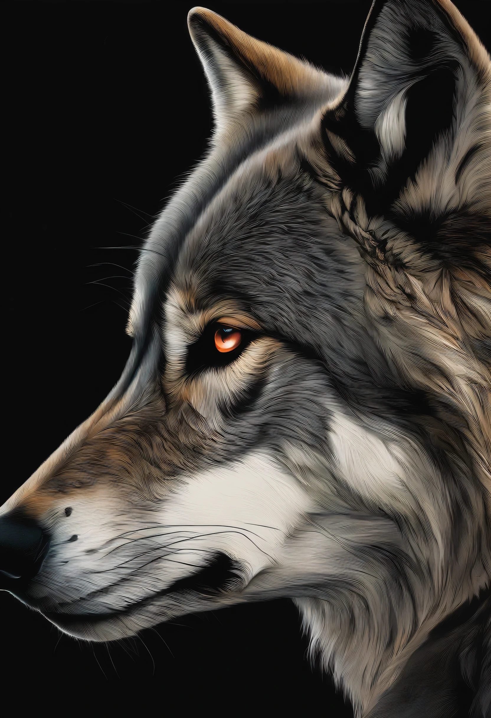 Wolf　Wolf　Odd Eye　emblem　grey　An illustration　profile　pop