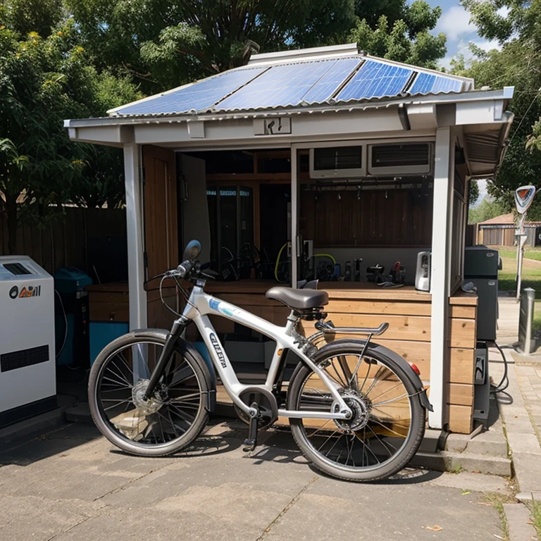 Electric Bicycle Charging Station, powered by solar energy and with induction bicycle charging