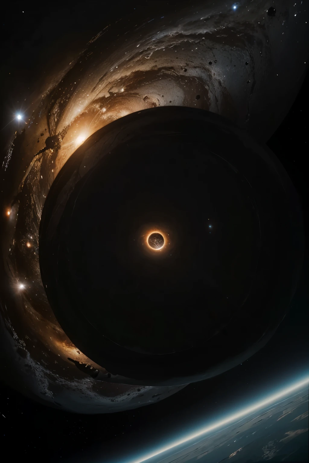 Picture prompt: A breathtaking cinematic image of a solitary black hole in the middle of space,with intricate professional details, high-quality 4K resolution.

Imagine a masterpiece of an epic Hollywood film, showcasing a solitary black hole in the vast emptiness of space. The black hole, an enigma of the universe, radiates an inexplicable charm, with its gravitational pull capable of bending the fabric of spacetime. The intricate details of its event horizon are captured in high resolution, each swirl of gas and dust surrounding the black hole portrayed with meticulous precision.

The image boasts of a professional, high-budget production