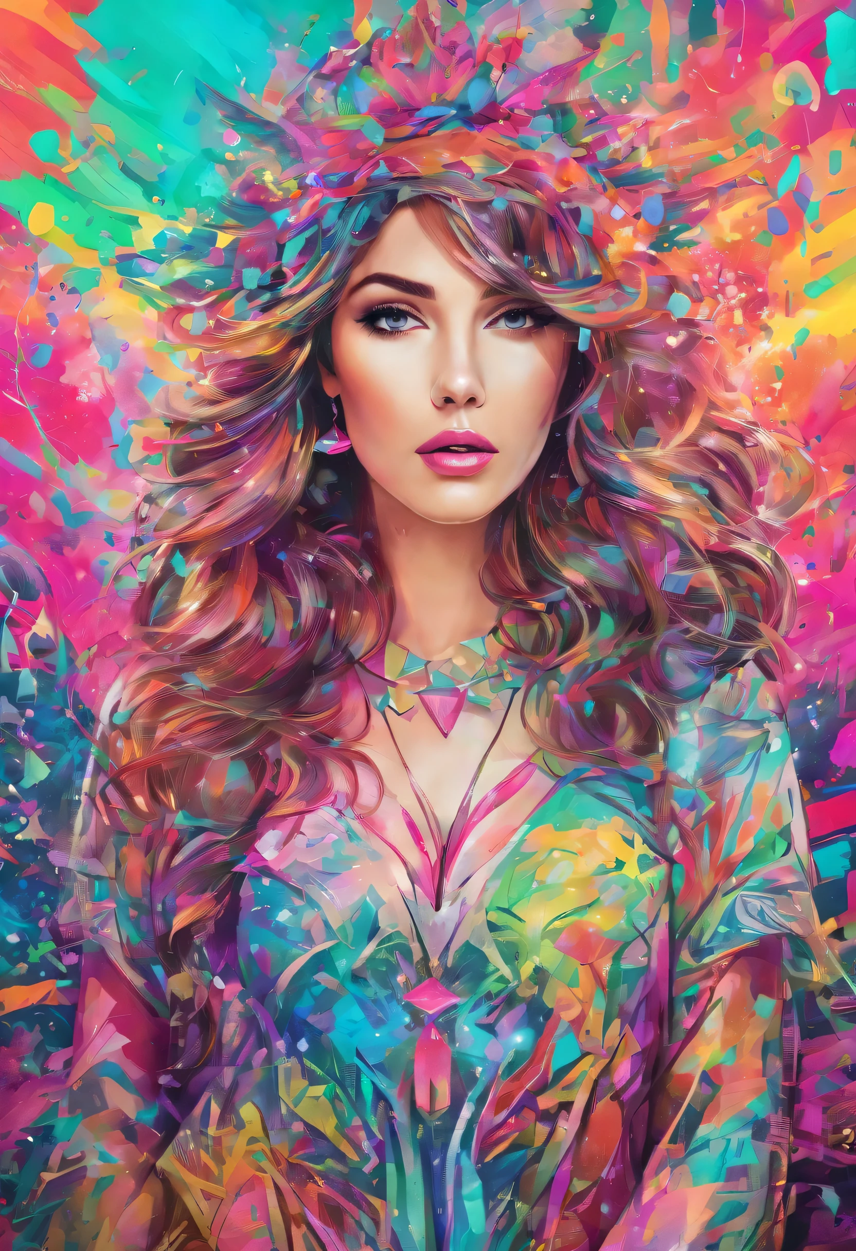 (fluorescent colors:1.4),(translucent:1.4),(retro filters:1.4), (fantasy:1.4), candy world Disney land ethereal soft fluffy soft landscape forest snowavatar Pastel pink sky green blue sparkle ethereal light pastel whimsical light rainbow stars diamonds sparkle gemstone background hyper realistic Ultra quality cinematic lighting immense detail Full hd painting Well lit,diagonal bangs,, collared dress,on side, masterpiece, best quality,realskin,(portrait:1.5), 1girl, blunt bangs, long hair