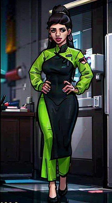 Appearance々Linda garota voluptuosa e fofa, artistas de hip-hop, korean idol, roupa de rua escura., gothic trap-rap style, neon windows , Publicidade Neon, de baixo de corpo inteiro, album cover photo, noite, Infinitely tall residential buildings, China