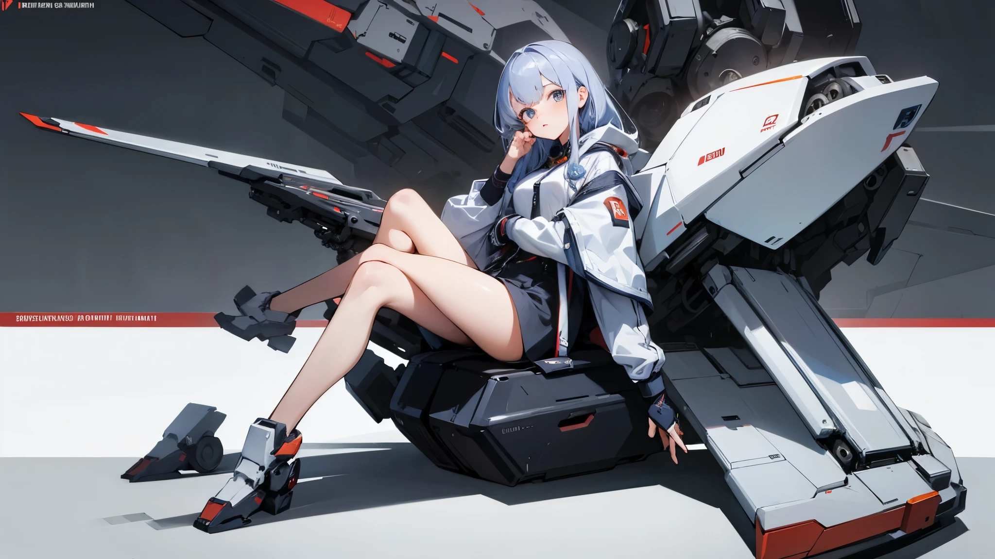 masterpiece,highest quality,girl,Odd Eye,Mecha,Mechanical,whole body,Sitting with legs crossed