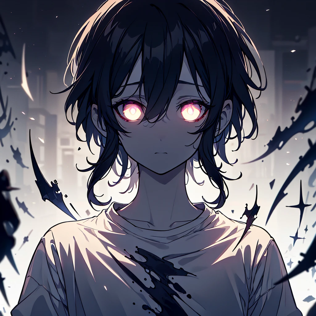 Official Art, Unity 8k Wallpaper, Super Detailed, Beautiful, Beautiful, Masterpiece, Best Quality, White Shirt, Dark, Atmosphere, Mystery, Creepy, Literature, Art, Fashion, Decoration, Complexity, Emotional Depth, Supernatural,, 1man, solo, male, (Korean idol face, sharp eyeline)
