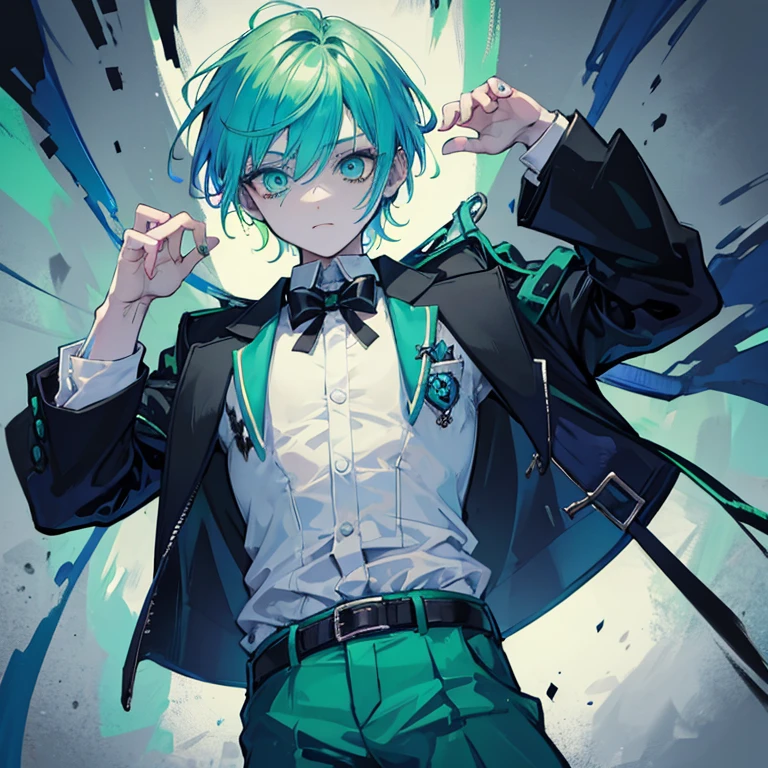 Human boy zombie boy 8 male man zombie boy boy 8 years oldolorful jacket and green school pants