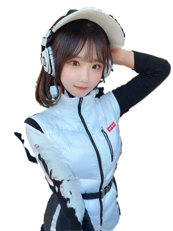 ((Detailed face, Professional photography)),
Ultra-high resolution, (Realistic: 1.4), RAW Photos, highest quality, (PhotoRealistic Stick), concentrate, Soft Light,masterpiece, highest quality, Very detailed, 8K,

BREAK
(arms behind back):5,(arms up behind):1,
(black sleeves):10,(black long tightfit sleeves)

BREAK
(headphone):10
(metallic gray astrovest),
(metallic luster  mirror finish astrovest):2,belt,

BREAK
blush:3,smile,look at viewer,(Blunt bangs),(black hair):2,(long hair):1.3
(drooping eyes),(Young Face),

BREAK
Portrait,(solo),1girl,(Caucasian):10,(android girl):1.4,Plump:0.7, 
((25 years old)), ((Japanese)), 

BREAK
(hidden hand):10,

BREAK
(Written boundary depth,futuristic space station,,space station,Bomi,neotech,bing_astronaut