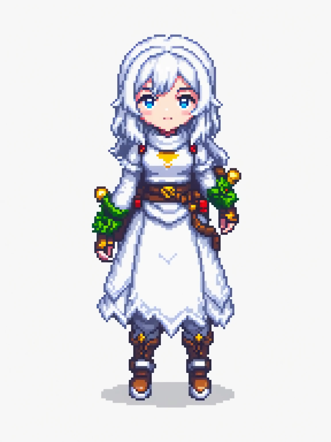 pixel art, luta, character de jogo adulto, color white, roupa white, simple white background, game icon, 64 bit style