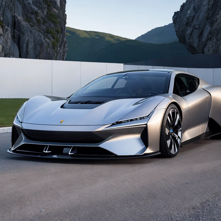 (masterpiece, best quality:1.2), one car, concept design, 3/4 front view, detailed textures, 8K, HDR, professional photo shoot, high quality photo, realistic photo, realistic shadows, detailed shadows, realistic proportions, realistic floor reflections