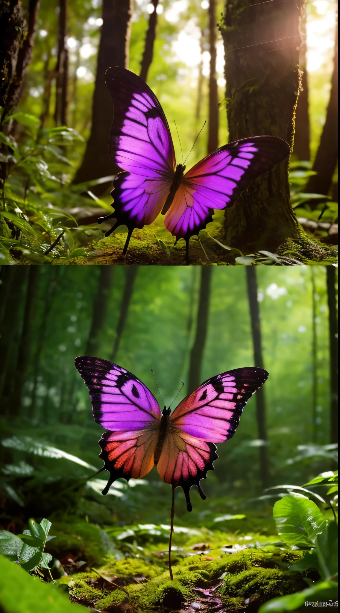 Photo of a unicorn in a forest clearing, drkfntasy Magnificent Unicorn (Most detailed, masterpiece, highest quality)  See deforestation, wood々There are lots of flowers, the The leaves shine in colors GlowingRunes_pink, ブドウのwoodが光る GlowingRunes_red, The leaves shine,  GlowingRunesAI_Purple water flow, Sunset Light, Light of the sun, isruidMagicAI, Glowing Butterfly, Fantasy art, Forest Magic magv1ll, is&is art, RPG Art, Magical Atmosphere Magical Fantasy Forest, Super realistic, Best details, highest quality, 16k, [Super detailed], masterpiece, highest quality, (Very detailed), Ultra Wide Shot, Photorealism, Depth of written boundary, Hyperrealistic painting, 3is render