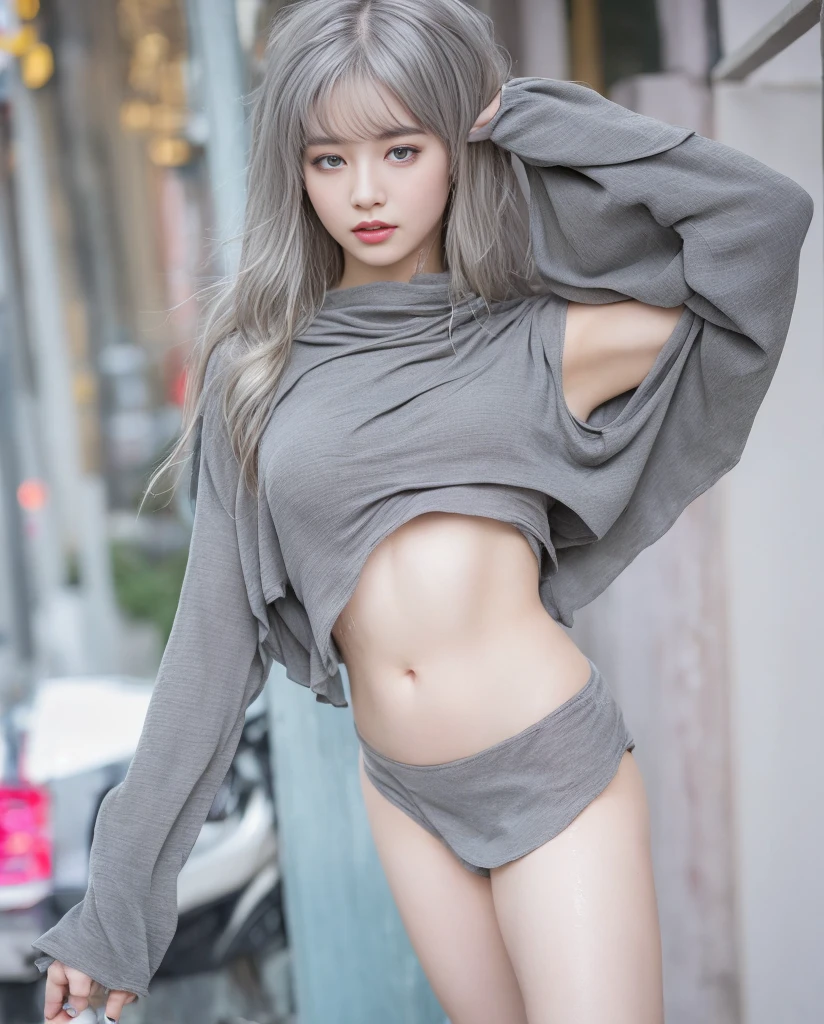 highest quality、Photorealistic、8k、High resolution、女の子 1 people、woman、(Skin dents)、(Big ample breasts)、(Professional Lighting、Bokeh Depth of Field)、(street)、(people々、crowd:0.6)、market、(night:1.2)、 (Gray Hair:2.0)、(blouse:1.5)、(Portrait:0.6)、Gorgeous、bloom、(Floating Hair)、(Particles of light、Lens flare、Luminous Particles:0.6)、(Dynamic Pose:1.2)、Soft Lighting、、(Wet clothes、Long Wavy Hair、Look to the side、Show your armpits:1.4)