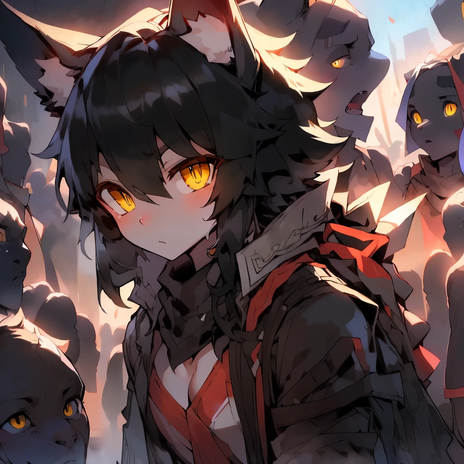 Black Hair、Golden Eyes、High school boy、Assassin