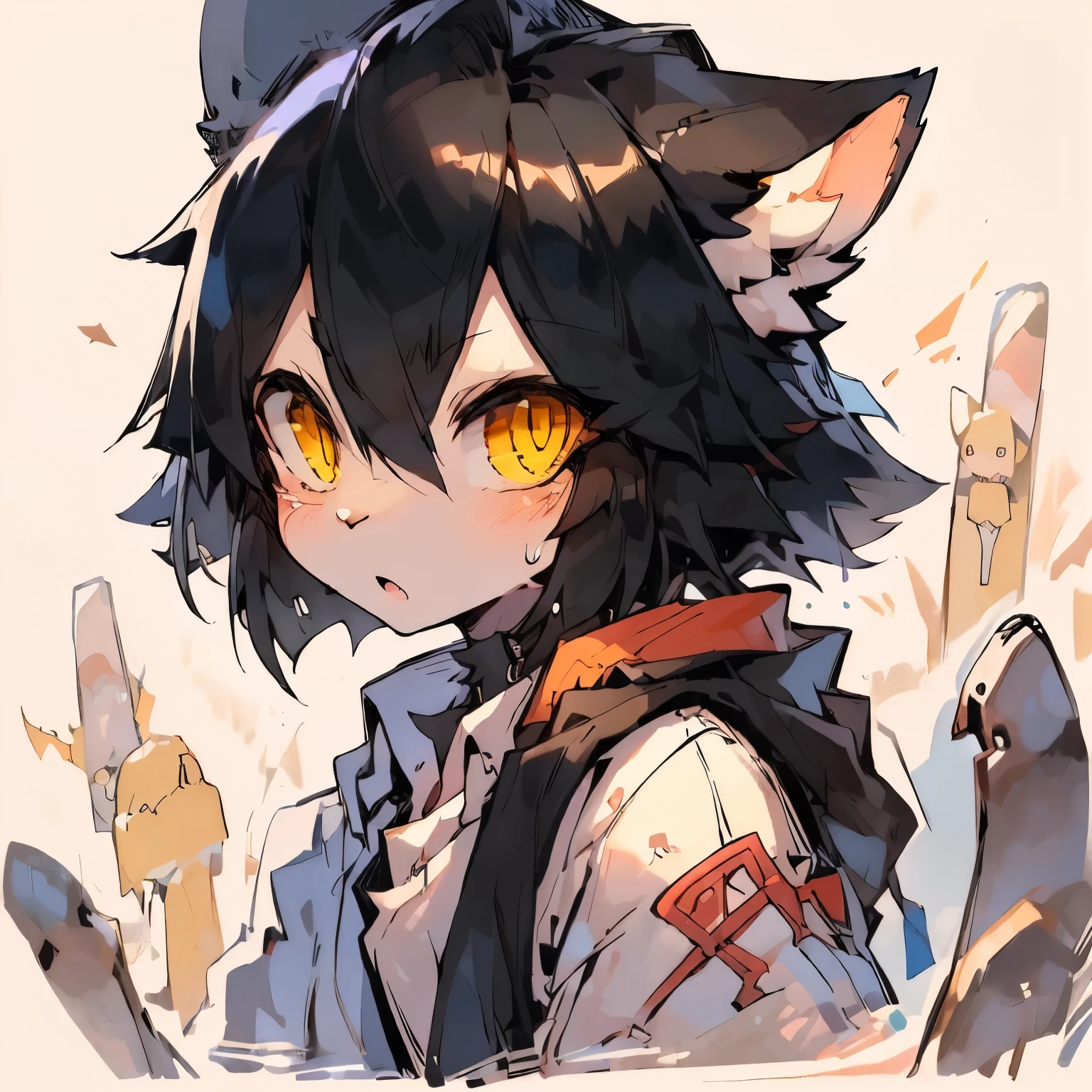 Black Hair、Golden Eyes
