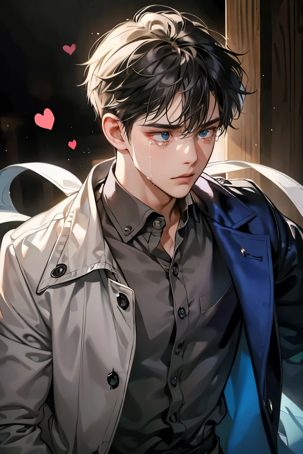 (Heart-wrenching, deeply detailed, emotionally charged)
(1 boy and 1 girl, heartbroken faces)
(Crystal clear, high-definition)
(Poignant: 1.4)
(High resolution: 1.4)

A heartbroken young man watches as a girl, who once held his heart, walks away from him, leaving an empty void in her wake. Her face is etched with a determined resolve, her eyes filled with tears that glisten in the dim light. The boy's expression is one of despair, his eyes wide and hollow, as if trying to capture one last memory of her before she disappears from his life forever.