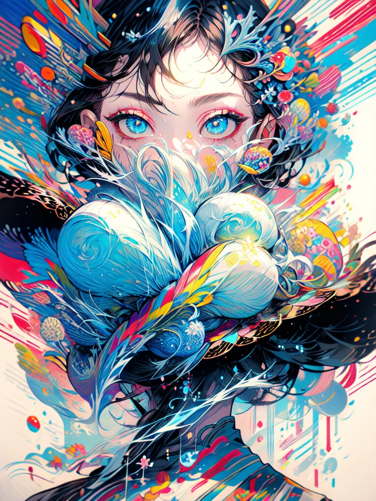 (best quality,masterpiece:1.2,intricate details:1.2),beautiful face,ukiyoe,1girl,a girl in patterned kimono,look at viewer:1.3,face tattoo:1.2,small oni horn,detailed hair,flowing brushstrokes,traditional Japanese art, vibrant colors, golden obi, delicate cherry blossoms, serene expression, traditional makeup, peaceful background, soft lighting