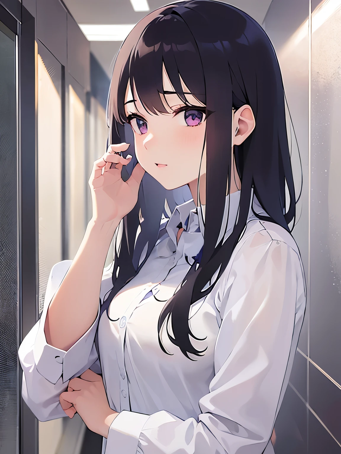 White collared shirt:1.5