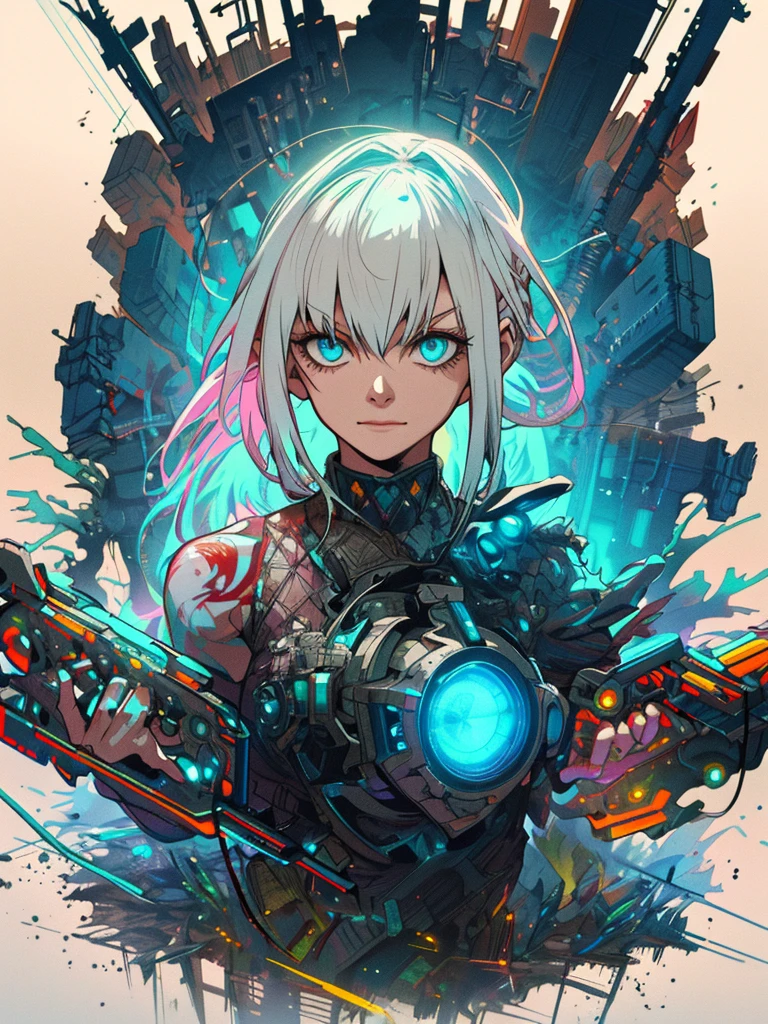 gwenpool, ((assassin style)),((Doragon)),water world,Colosseum,saibe,tattoo,no clothes,Savage,small bust,robot hand,Shoulder-length messy hair, no clothes,Detailed beautiful face,Delicate and beautiful eyes,shield,happy, mail, Super fine skin,Beautiful slim style anime girl, Super detailed painting, Luminism, Concept art by Carne Griffiths and Wadim Kashin, 4K resolution, Fractal isometric detail bioluminescence , 3D rendering, octane rendering, complexly detailed , ish, Trending isometric center hyperrealistic cover photo awesome full color on artstation, Hand Painted , Gritty, Realistic Mucha , complex, Hit definition , ish,rough sketch, Thick lines, on the paper, (saiber punk:1.4), frills,lace,frills,lace,frills,lace
BREAK
((Cool oversized chainsaw in hand)), ((Super large cool weapon machine)),open stance, Action pose,
White background,simple background,Wide-angle lens