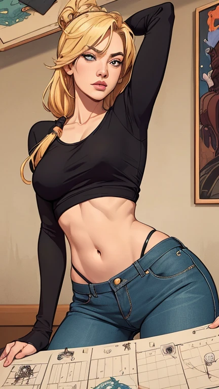 Personagem Yvonne Strahovski omagem de desenho animado de uma mulher .Ilustra??o estilo desenho animado, estilo de arte dos desenhos animados, estilo de arte dos desenhos animados, digital illustration style, design de nus com seios amostra lindo e redondos