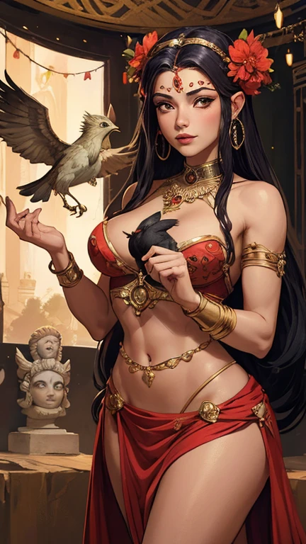 Arafed statue of a woman with a bird on her head, Deusa Inanna, sumerian Deusa Inanna ishtar, inanna, deusa feminina, goddess Hecate, pagan goddess, Deusa Antiga, a deusa Artemis sorrindo, Lilith, mitologia da deusa da terra, persephone as goddess of death, beautiful female gorgon, deusa carneiro com chifres