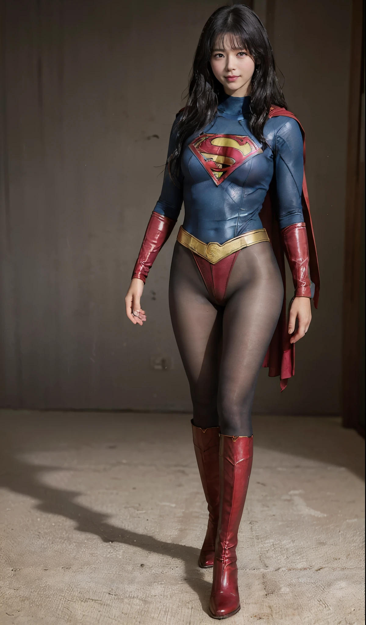 No background、(((Beautiful legs in black tights.)))、(((Legally express the beauty of your smile)))、((((Make the most of your original images)))、(((Supergirl Costume)))、(((ボディにフィットしたSupergirl Costume)))、(((Beautiful Hair)))、(((Smiles and winks)))、(((Please wear black tights....、Wear red boots)))、((Best image quality、8k))、((highest quality、8k、masterpiece:1.3))、(((Preserve background )))、Sharp focus:1.2、Beautiful woman with perfect figure:1.4、Slim Abs:1.2、Wet body:1.5、Highly detailed face and skin texture、8k