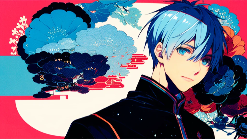 ((highest quality, super detailed:1.3)),boy,water Blue hair,short,hair,kuroko tetsuya
basketball uniform,