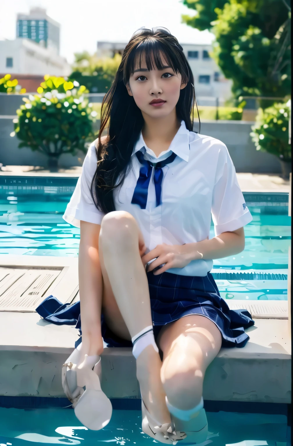 Navy blue ribbon、highest quality