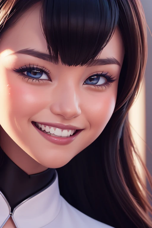 a close up of a woman with a smile on her face, concept art inspired by rossdraws, trending on cg society, digital art, rossdraws 1. 0, artgerm and rossdraws, ross tran style, rossdraws 2. 0, :: rossdraws, rossdraws 2. 5, rossdraws global illumination, insane smile, wlop rossdraws