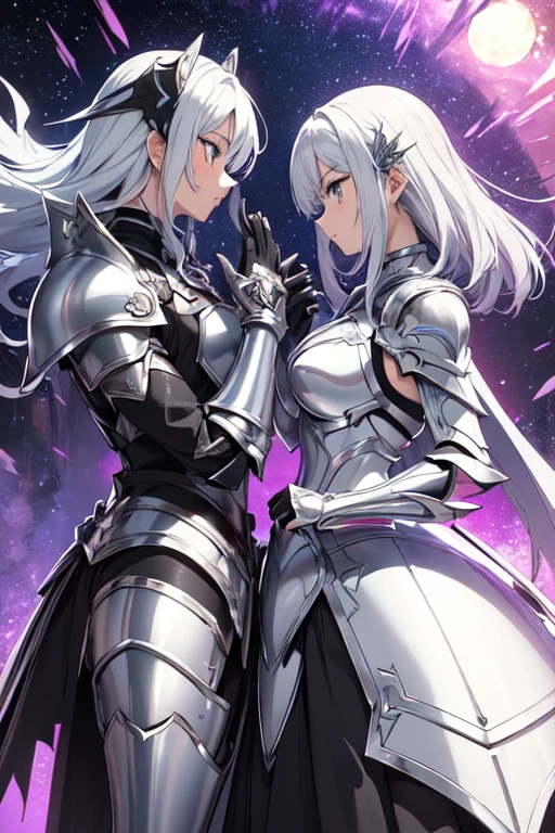 (masterpiece,),(perfect),(beautiful armor),/((colorful)),((colorful anime)),((Anime style)),(a stylish shiny silver armor with the right side with shiny white tone, and the left side shiny black, beautiful armor)
