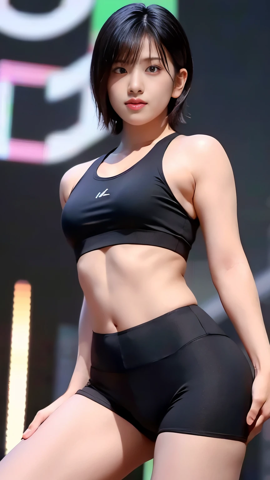 1 Female,Short Hair,Tank top,Focus on the butt,Buckshot,Wearing leggings,Panty lines,sexy,Realistic,Highest quality,8K, Ultra high definition,RAW Photos,Perfect figure,Beauty,Small breasts,View your viewers,Shooting from directly in front,