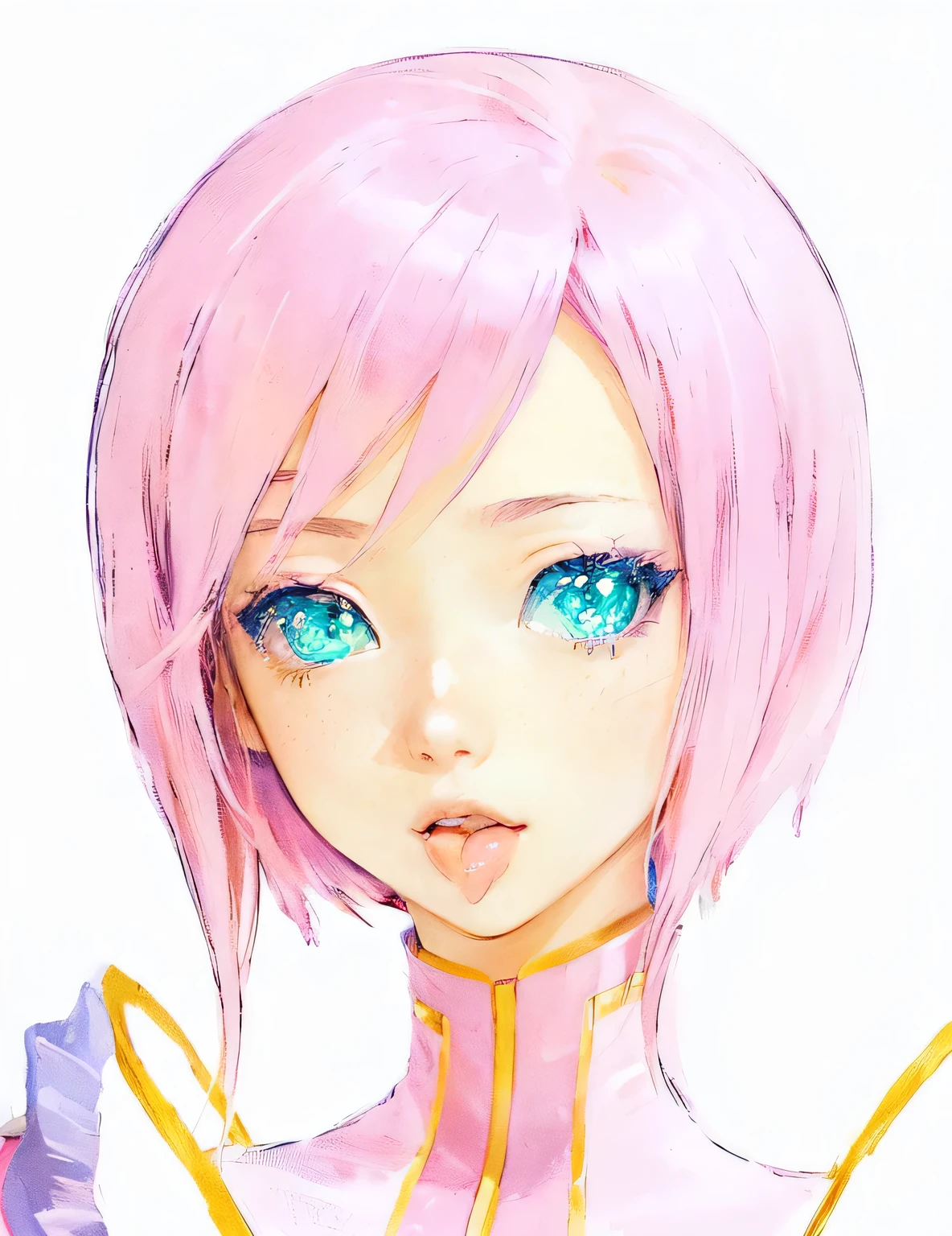 anime girl Pink Hair sticking out tongue, haruno sakura, Cute anime face, Close-up of a young anime girl, Cute anime face, Pink Hair, Portrait of a girl in the Knights of the Zodiac, Sakura Haruno, Cunning expression, Anime Girl Portrait, Anime style portrait, face Anime Portrait, Anime Portrait, Beautiful anime faces, Pink Face