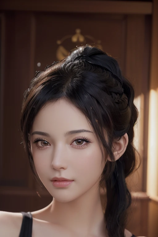(masterpiece:1.3), (8k, Realistic, RAW Photos, highest quality: 1.4), (One girl), Beautiful Face, (Realistic Face), (Black Hair, ponytail:1.3), Beautiful hairstyle, Realistic eyes, Beautiful fine details, (Realistic Skin), Beautiful Skin, (one piece), Absurd, Charm, Ultra-high resolution, Ultra-realistic, Very detailed, Golden Ratio