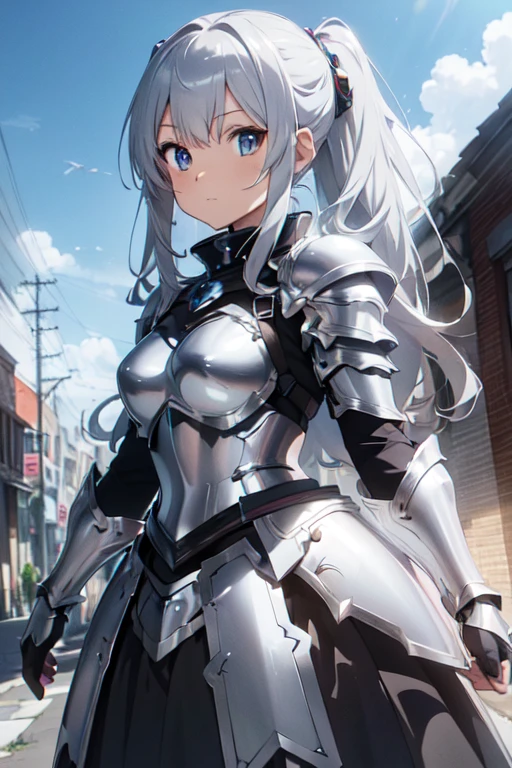 (masterpiece,),(perfect),(beautiful armor),/((colorful)),((colorful anime)),((Anime style)),(a stylish shiny silver armor with the right side with shiny white tone, and the left side shiny black, beautiful armor)