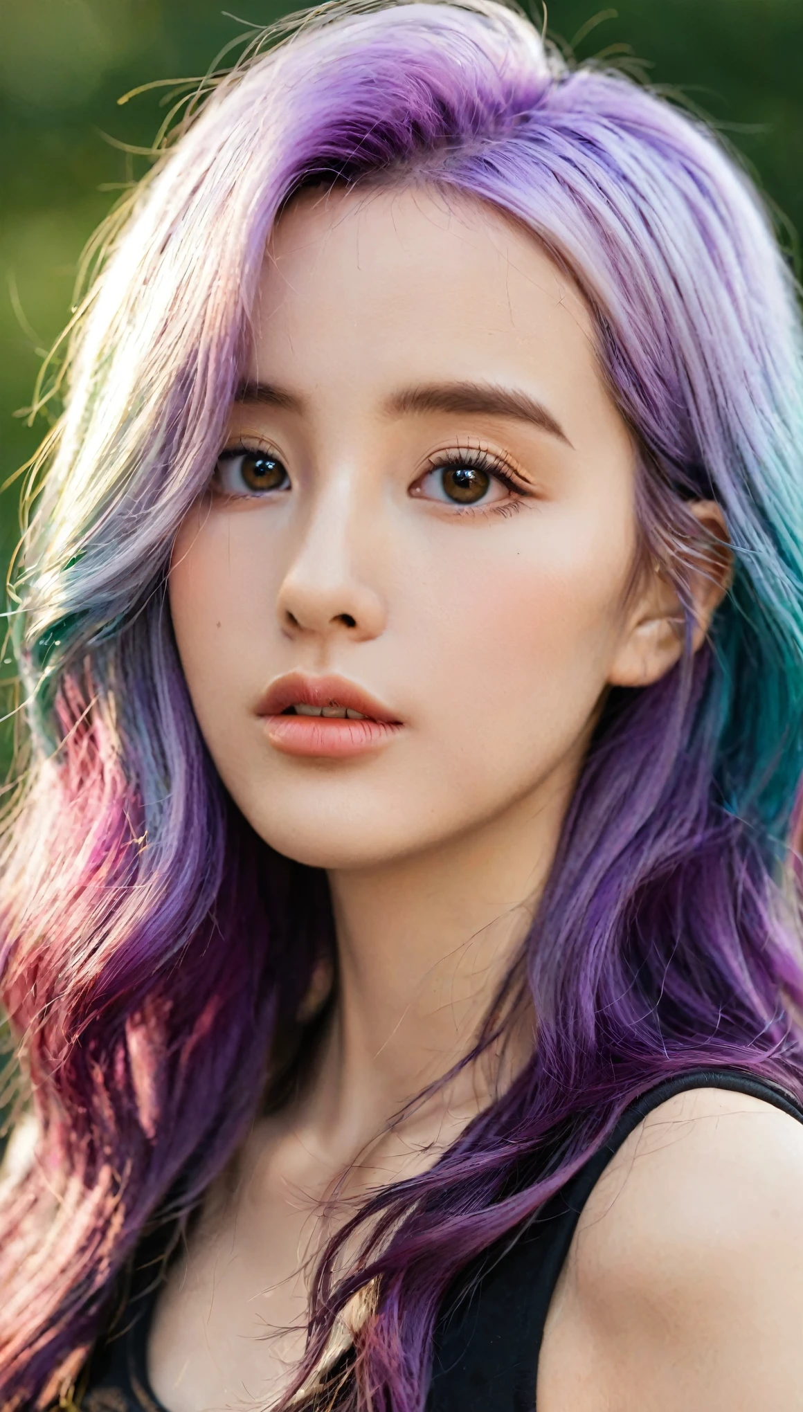 Wise eyes, unicorn, purple hair