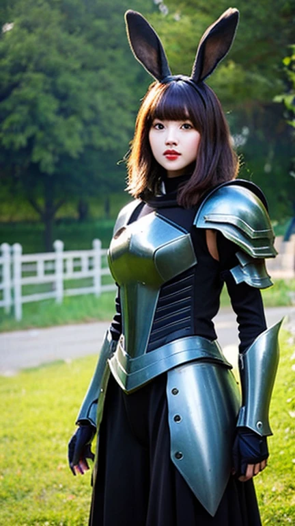 Cute rabbit wearing comic style armor ,gothic masterpiece,Gorgeous clothes,There is a drop shoulder,There is leakage on the chest