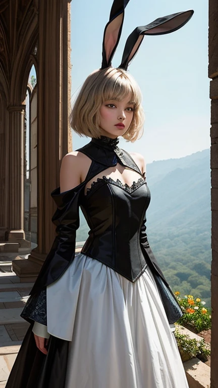 Cute rabbit wearing comic style armor ,gothic masterpiece,Gorgeous clothes,There is a drop shoulder,There is leakage on the chest